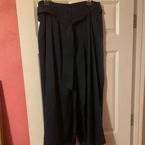 High Waisted Navy Blue Wide Leg Pants